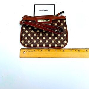 Nine West Brown and Cream Polka Dot Wristlet